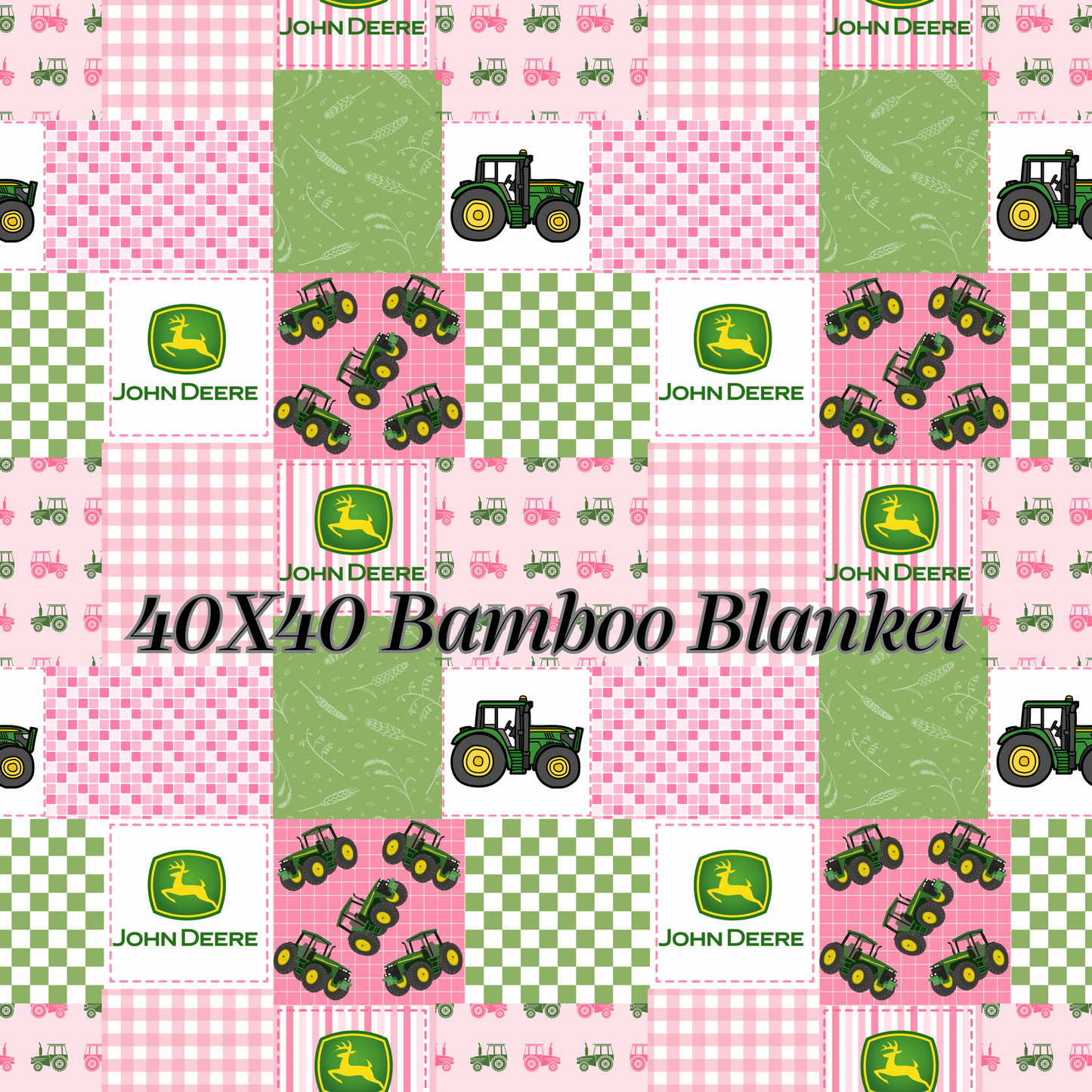 Pink Harvest Helper Bamboo Blanket